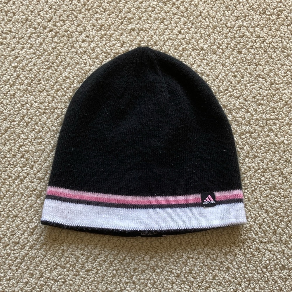 Adidas Climawarm Knit Beanie Hat Cold Weather Black Women’s One Size Stretch GUC